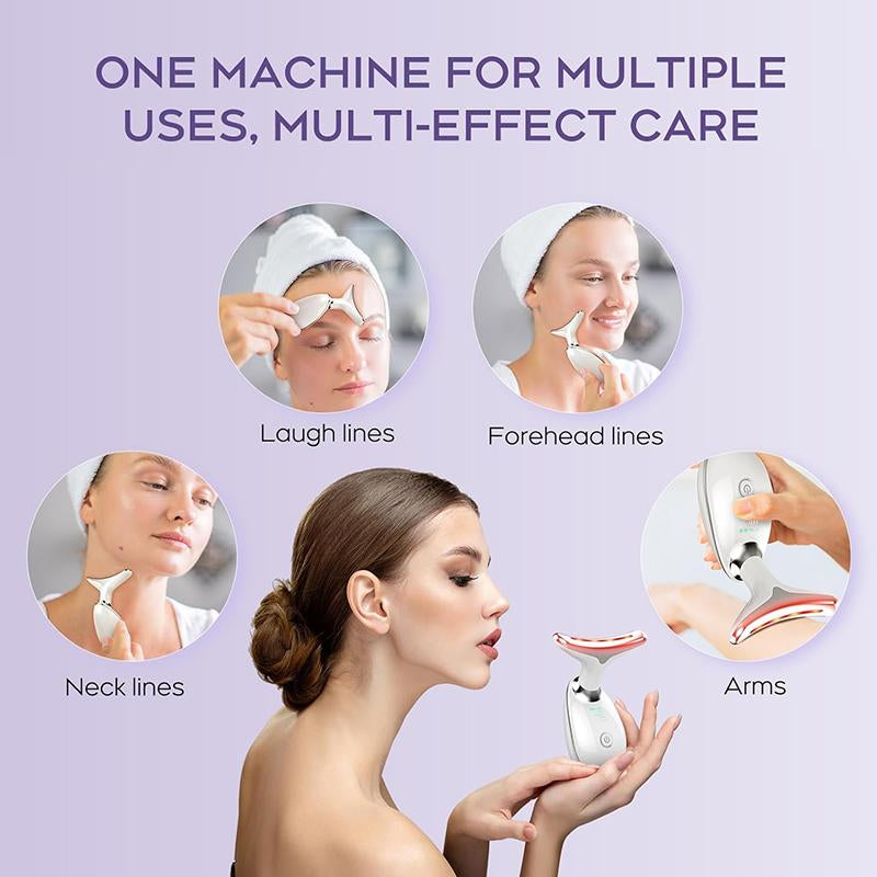 Multi-Mode Facial Neck Massager, Wrinkle Reduction & Face Sculpting Anti-Aging & Skin Firming, Vibration for Skin Care, Rechargeable 7-Color Comfort Long-Term Skincare Solution