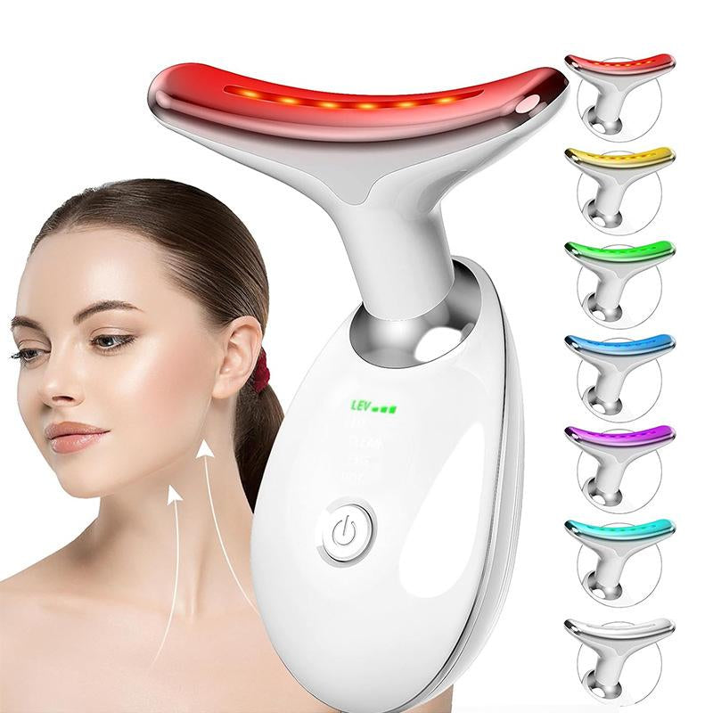 Multi-Mode Facial Neck Massager, Wrinkle Reduction & Face Sculpting Anti-Aging & Skin Firming, Vibration for Skin Care, Rechargeable 7-Color Comfort Long-Term Skincare Solution