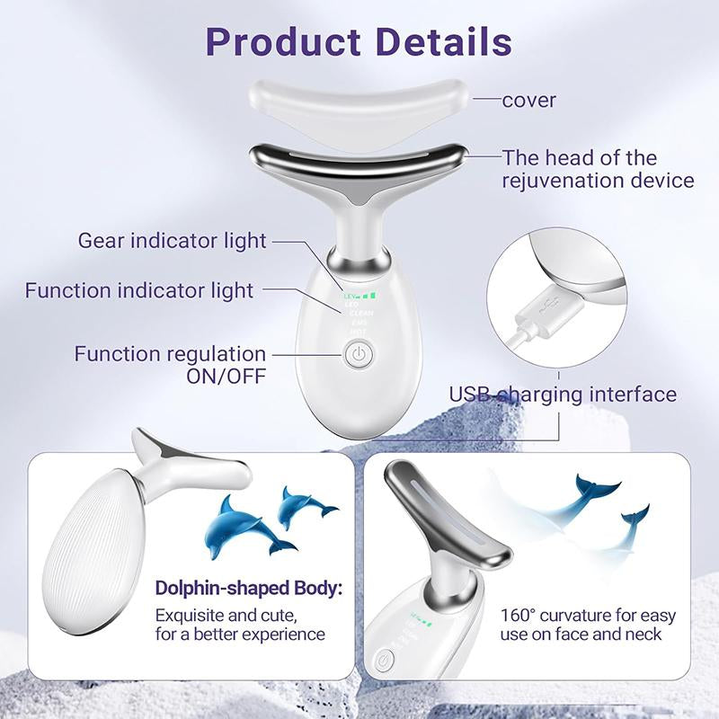 Multi-Mode Facial Neck Massager, Wrinkle Reduction & Face Sculpting Anti-Aging & Skin Firming, Vibration for Skin Care, Rechargeable 7-Color Comfort Long-Term Skincare Solution